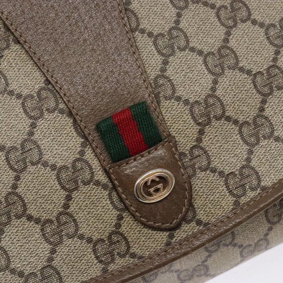 GUCCI GG Supreme Web Sherry Line Clutch Bag PVC Beige Gold 89 01 030 Auth 141030 - Picture 9 of 16